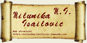 Milunika Isailović vizit kartica